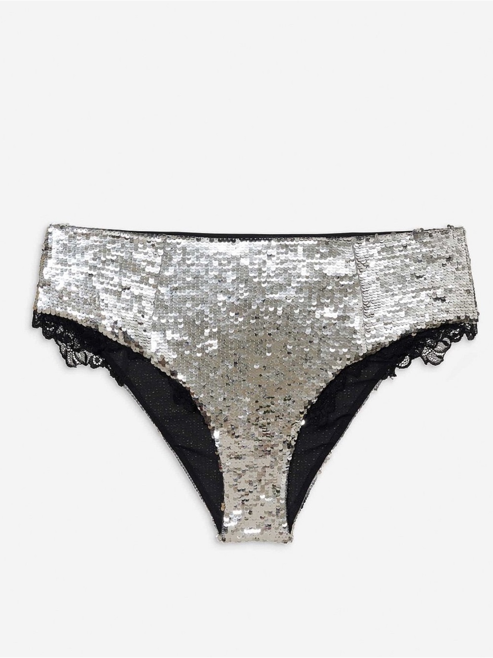 For Love & Lemons Maia High-Waist silver white sequins Panty
